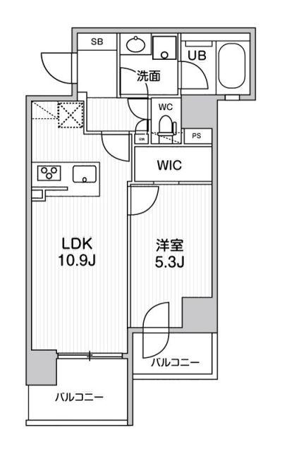 シーズンフラッツ両国イースト(1LDK/3階)の間取り写真
