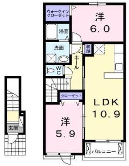プランドール・IIA(2LDK/2階)の間取り写真