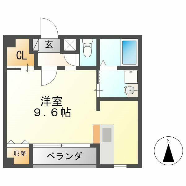 エスタシオン(ワンルーム/1階)の間取り写真