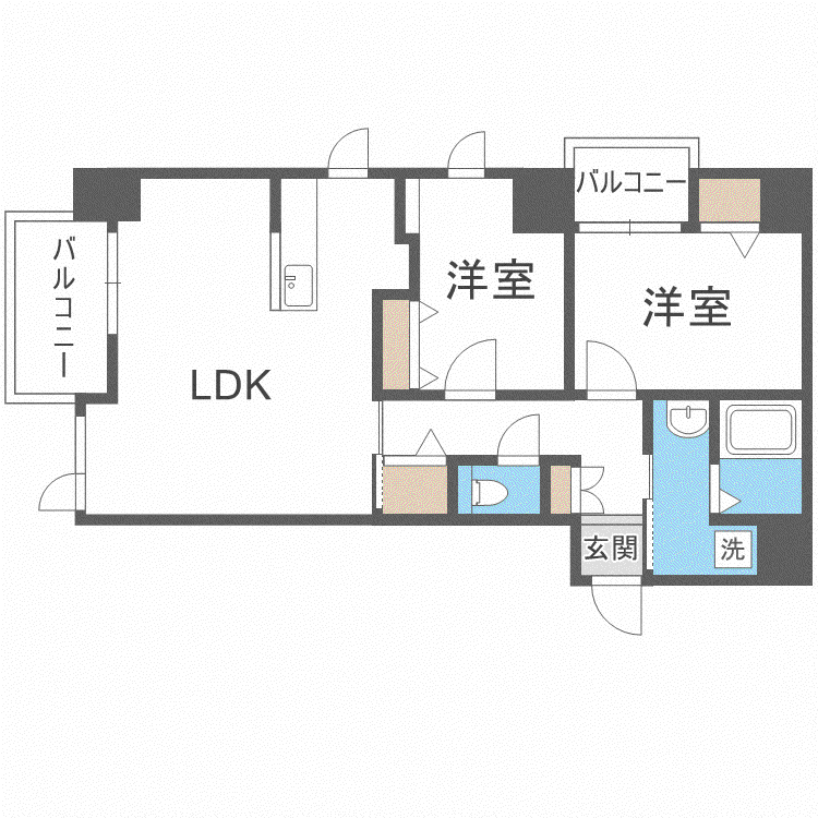 オーチャードホームズ平岸(2LDK/7階)の間取り写真