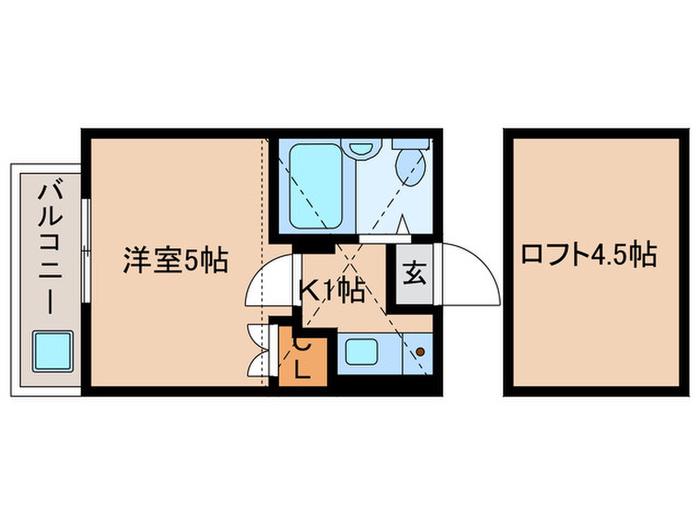 メゾーネ平和台 A・B棟(1K/2階)の間取り写真