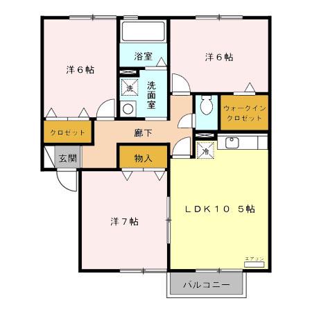 ロイヤルヴィーナス(3LDK/2階)の間取り写真