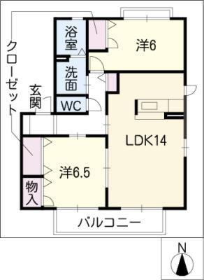 MASTTOWN笠木 C棟(2LDK/2階)の間取り写真