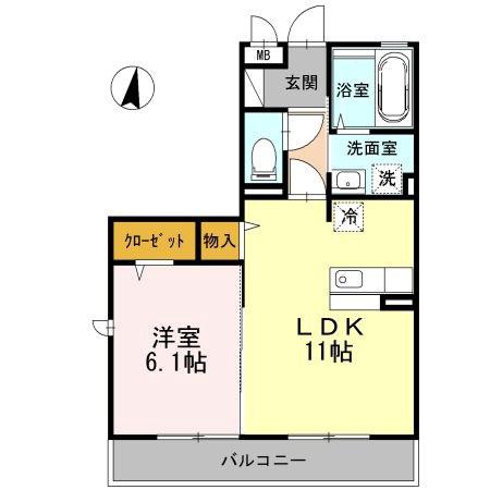 ジュネス中河原(1LDK/2階)の間取り写真