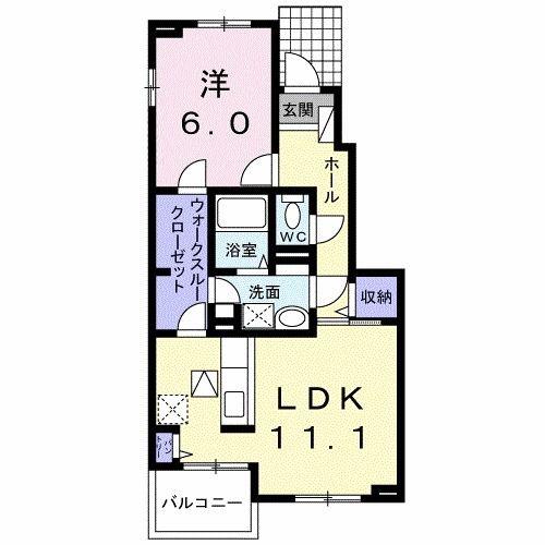 エレガンシア藍住A(1LDK/1階)の間取り写真