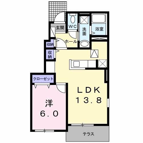 セミージャB(1LDK/1階)の間取り写真