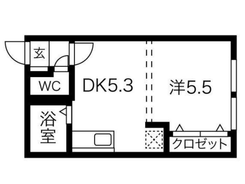 イーワン@アベアパート(1DK/2階)の間取り写真