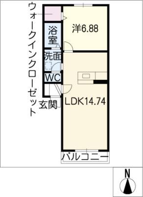 桜アパートメント(1LDK/1階)の間取り写真