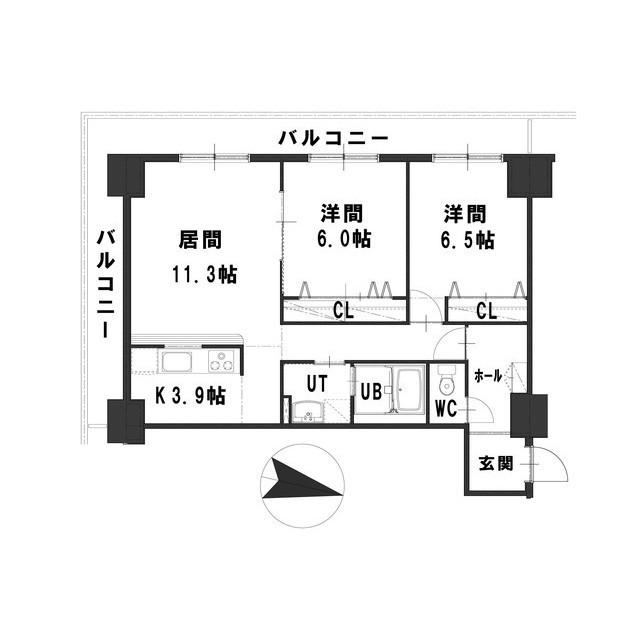 グレイスコート桑園(2LDK/10階)の間取り写真