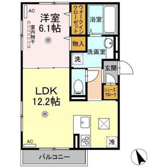 ベル ヴュー 舟入(1LDK/1階)の間取り写真
