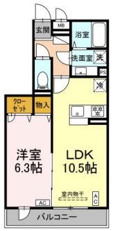 ディートリビュート横濱鶴見(1LDK/3階)の間取り写真