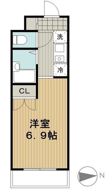 ファインクレスト富士見ヶ丘(1K/1階)の間取り写真