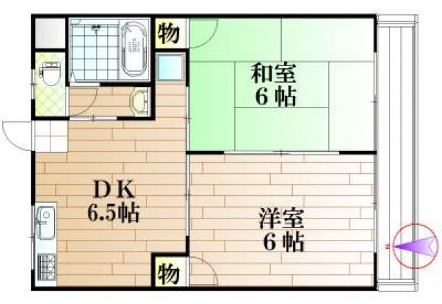 大益ハイツ(2DK/3階)の間取り写真