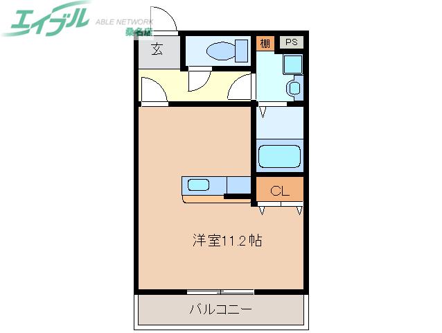 アタゴール(ワンルーム/2階)の間取り写真