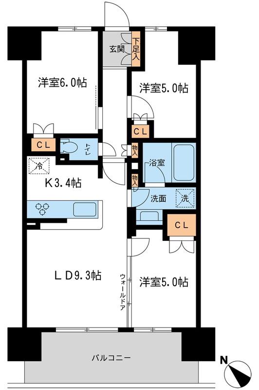 ブレス宮崎台(3LDK/1階)の間取り写真