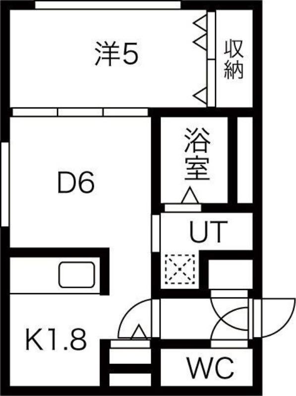 LARME N14(1DK/4階)の間取り写真