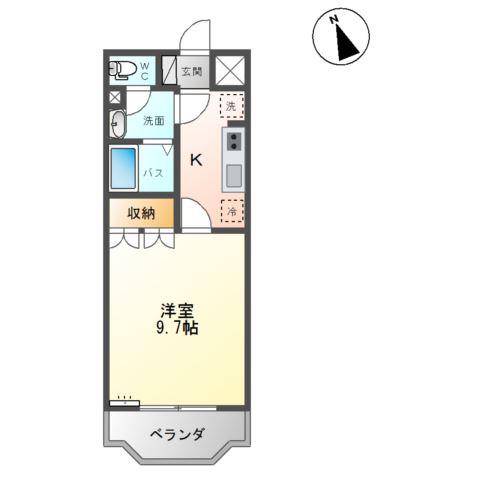 PARK HILLS(1K/2階)の間取り写真