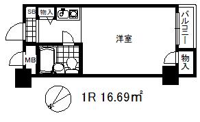 ジーエスハイム高速神戸(ワンルーム/5階)の間取り写真