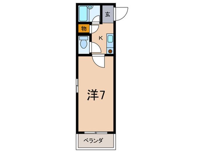 プティメゾン城ヶ堀(1K/2階)の間取り写真