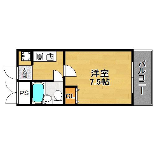 EPO北野レジデンス(1K/4階)の間取り写真