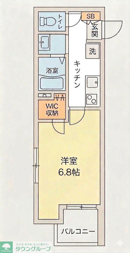 エスポワールリアン(1K/2階)の間取り写真