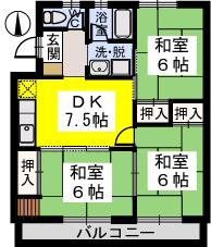 中村ビル(3DK/4階)の間取り写真