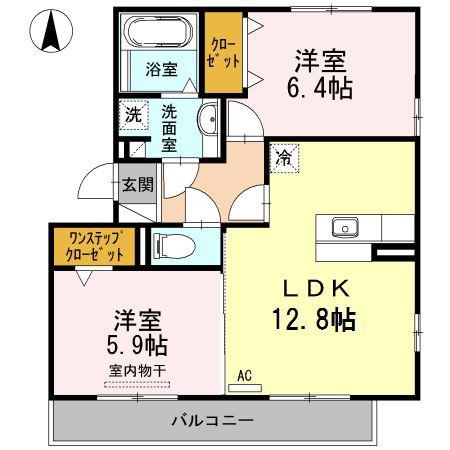 CASA TERRE B棟(2LDK/3階)の間取り写真