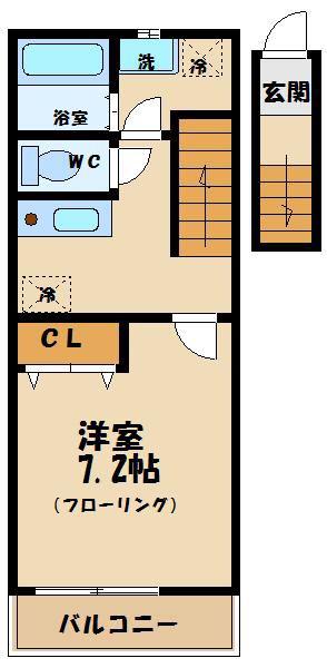 DC ラフィネ(1K/2階)の間取り写真