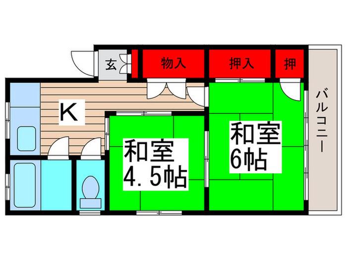 馬耳山荘(2K/3階)の間取り写真