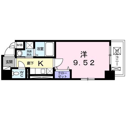 プルメリア(1K/4階)の間取り写真