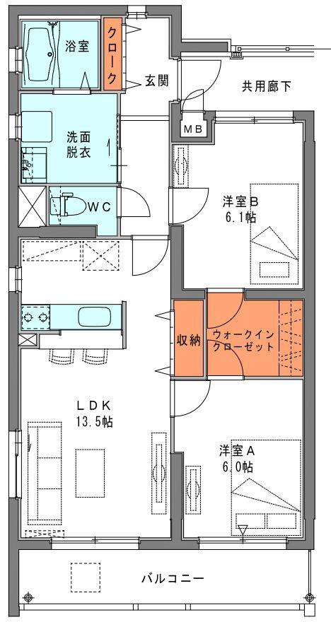 グランヴェルジュ(2LDK/3階)の間取り写真