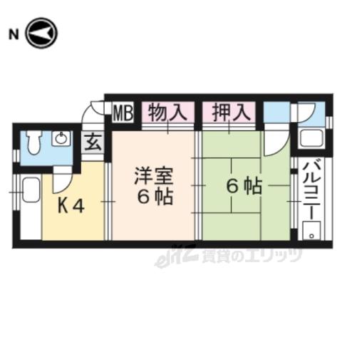 第1大北マンション(2K/2階)の間取り写真