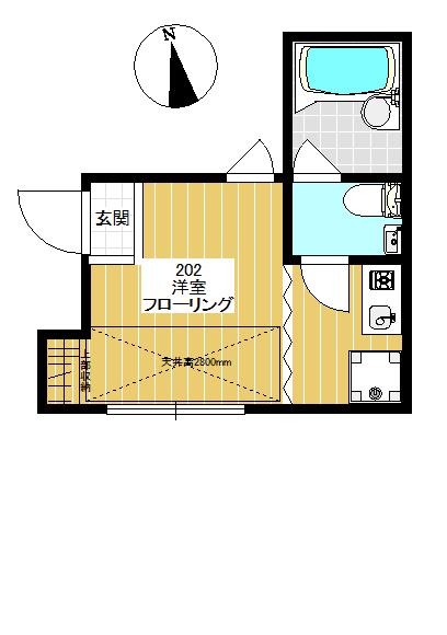 ミモザ東山(1K/2階)の間取り写真