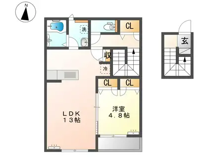 プログレス14(1LDK/2階)の間取り写真
