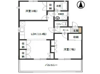 レジデンス岩田A棟(2LDK/1階)の間取り写真
