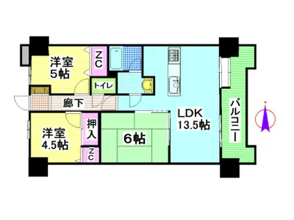 エクシーマンション佐賀駅前弐番館(3LDK/9階)の間取り写真