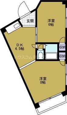 ボンジュール南市岡(2DK/5階)の間取り写真