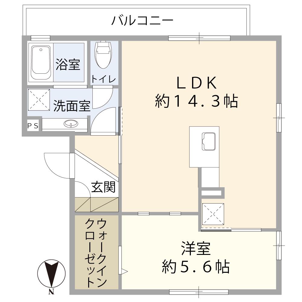 セジュール山野草(1LDK/2階)の間取り写真