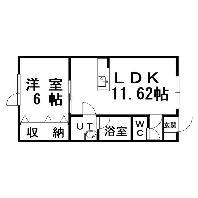 オレンジ(1LDK/1階)の間取り写真