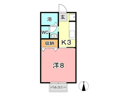 ファミール竹内 C(1K/1階)の間取り写真