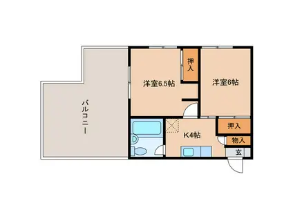 間宮ハイツII(2DK/2階)の間取り写真
