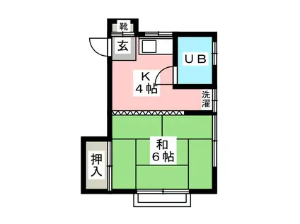 浅間町ハイツ(1K/2階)の間取り写真