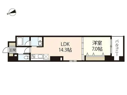 LA DOLCE平和大通(1LDK/7階)の間取り写真