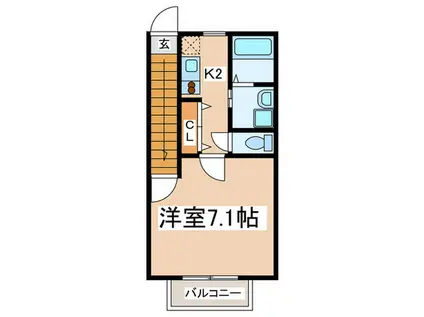 アムールユキ(1K/2階)の間取り写真