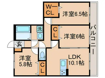 ファンファーレ新宿(3LDK/3階)の間取り写真