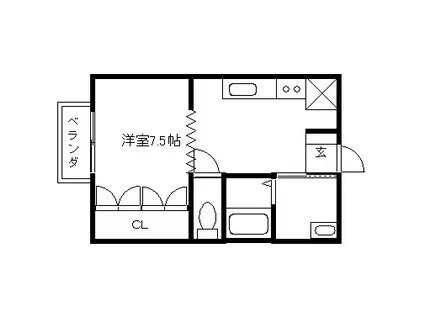 ライフM(1DK/2階)の間取り写真