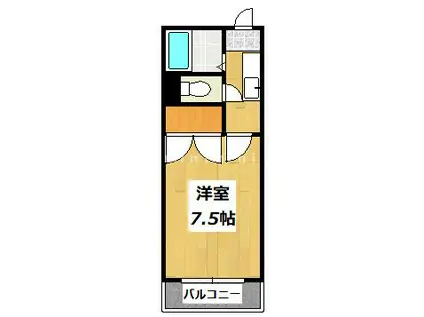 ユトリロ黒髪(1K/2階)の間取り写真