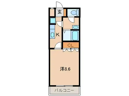 プロニティ沖ノ城(1K/2階)の間取り写真
