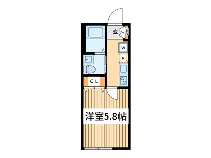 ベイルームヒルズ川崎(1K/2階)の間取り写真
