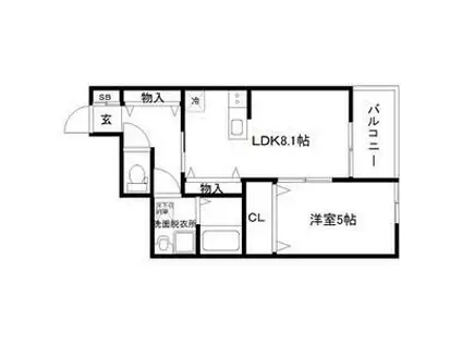 大和町吉岡アパート(1LDK/1階)の間取り写真
